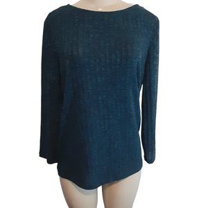 NWT Nine West Cobalt Black Knit Ribbed Top Open Back Twist